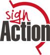 Action sign logo